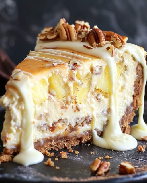 White Chocolate Pineapple Pecan Cheesecake