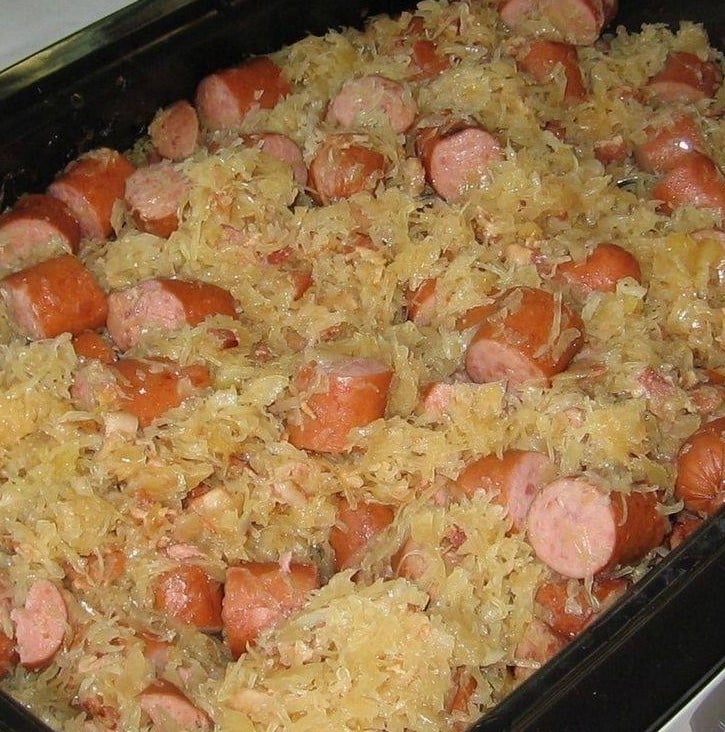 Polish sausage Sauerkraut and potatoes