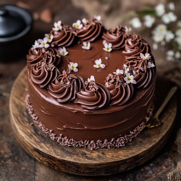 Gâteau au chocolat étagé avec garniture crémeuse et ganache