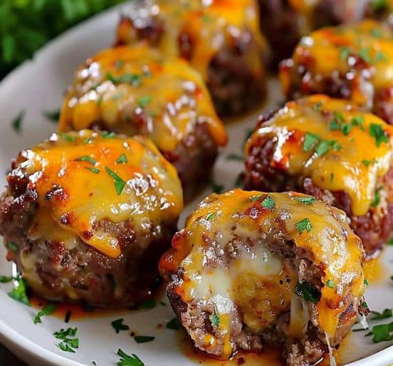 Cheesy Stuffed Meatloaf Bites