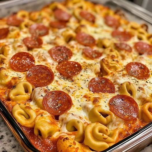 Cheese Tortellini Pepperoni Pizza Casserole