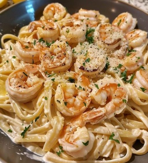 Creamy Shrimp Fettuccine Pasta With Homemade Alfredo Sauce