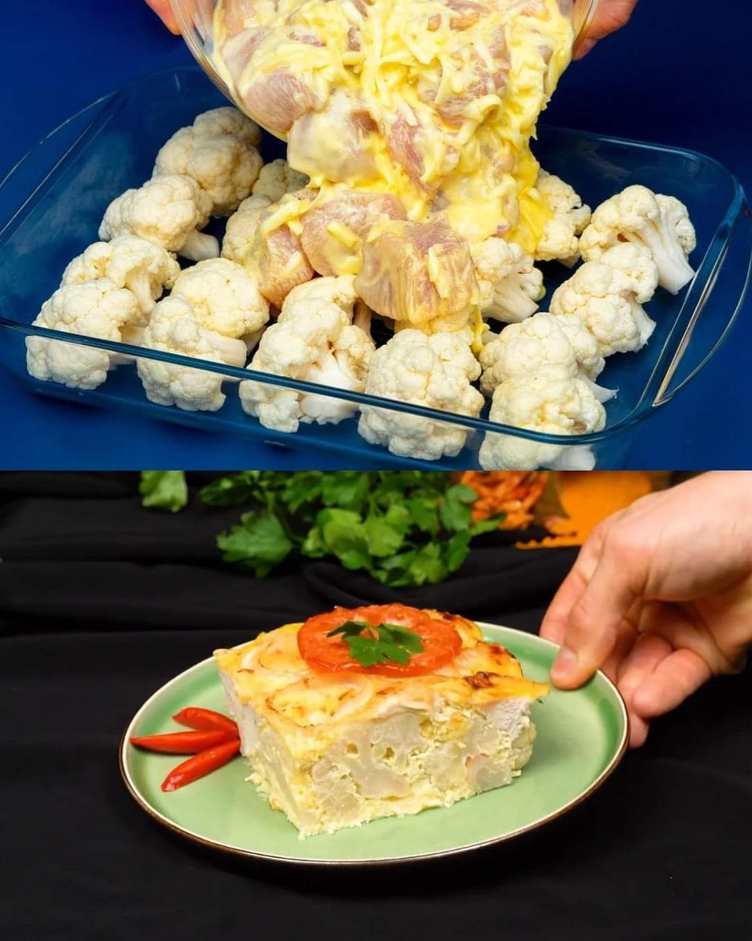 Cheesy Baked Cauliflower and Chicken Casserole