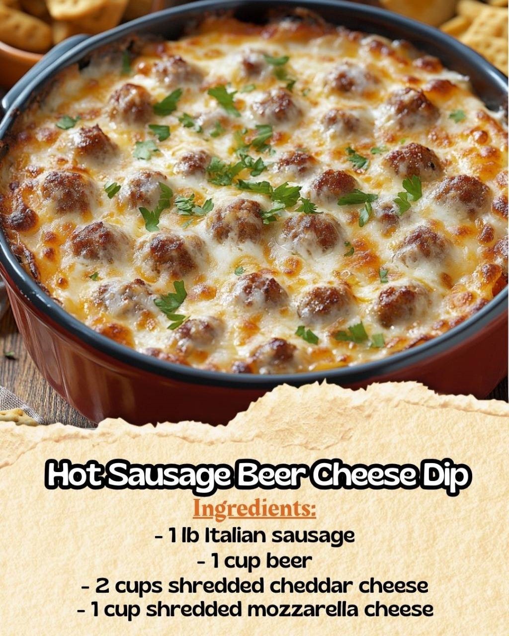 Hot Sausage Beer Cheese Dip