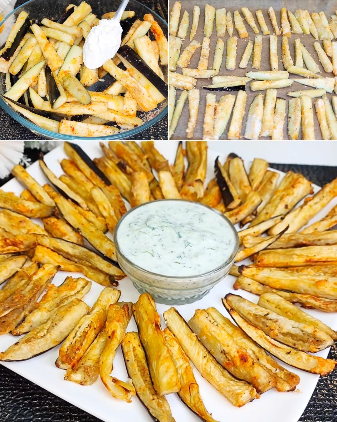 Baked eggplant sticks